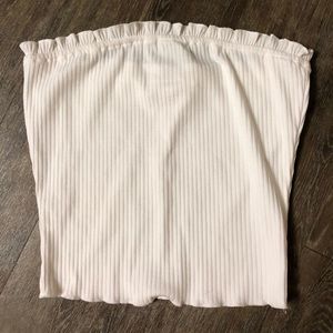 White ruffle crop top